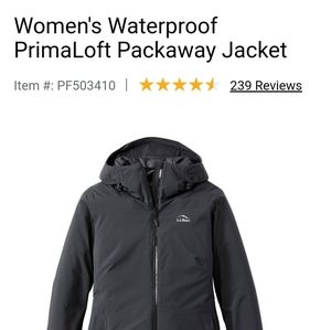 L.L. Bean womens waterproof primaloft packaway jacket
